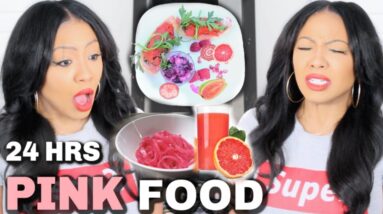 I Only Ate PINK Food For 24 HOURS Challenge!!! | HEALTHY EDITION