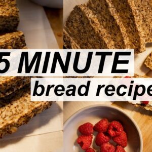 The EASIEST bread you'll ever make! NO-KNEAD!! Beginner recipe! Healthy! (5 min, low calorie, vegan)