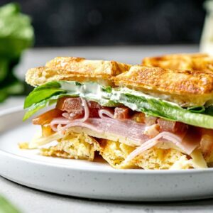 Keto Chaffle Sandwich [Ham & Cheese]