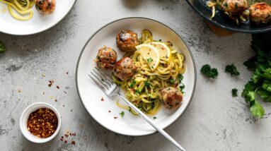 Keto Garlic Butter Meatballs with Lemon Zoodles 2 Keto Garlic Butter Meatballs with Lemon Zoodles