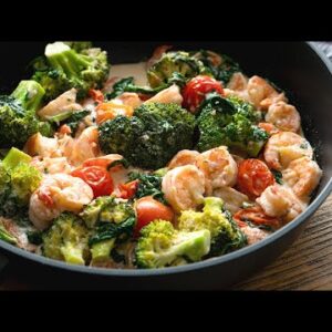 Keto Tuscan Butter Shrimp [with Baby Spinach & Broccoli]