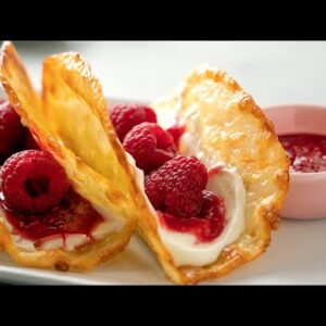 Keto Cheesecake Dessert Tacos [Raspberry Cream]