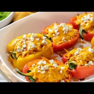 Keto Stuffed Bell Peppers Recipe [Buffalo Chicken]