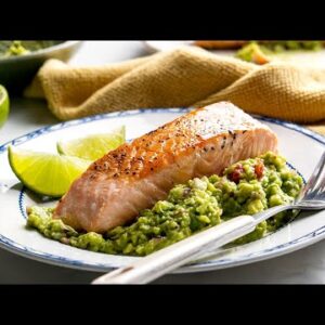 Easy Keto Seared Salmon Recipe [with Guacamole]